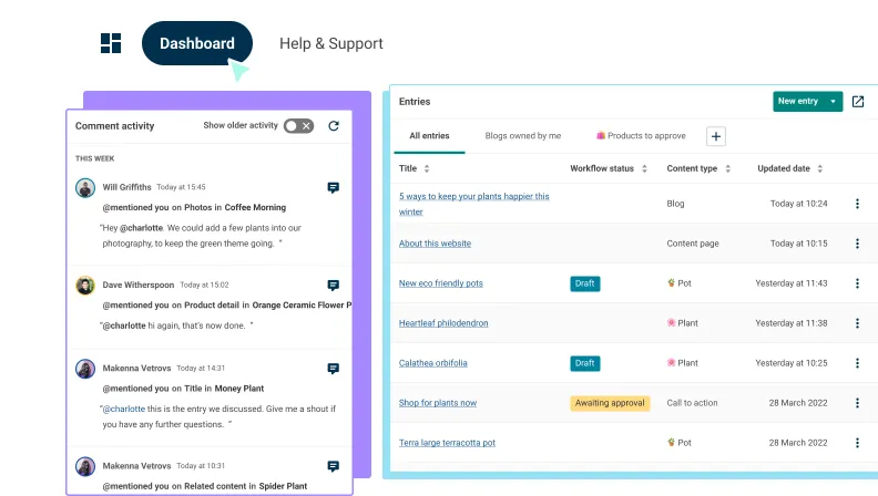 An illustration of the dashboard showing commenting from multiple sources.