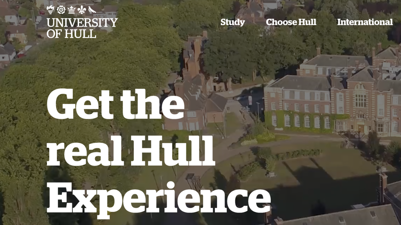 The University of Hull website in 2022, using Contensis