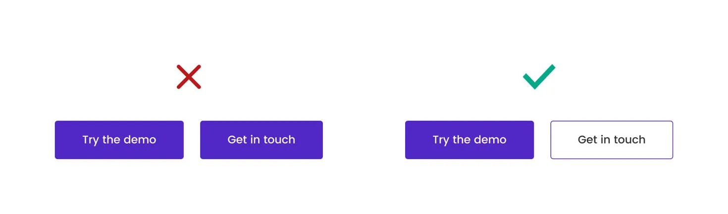 A comparison of inaccessible and accessible call to action buttons.