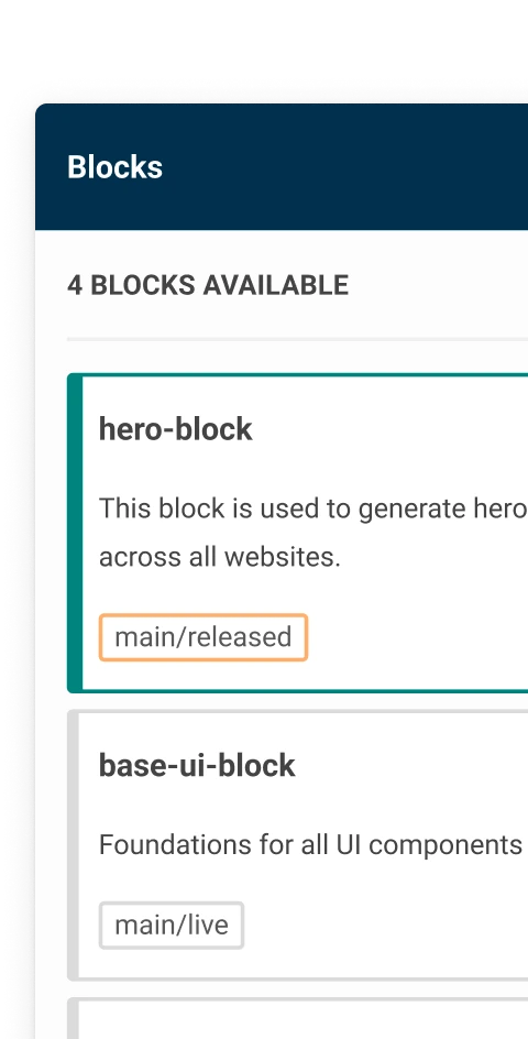 The Blocks preview toolbar on a webpage powered by Contensis.