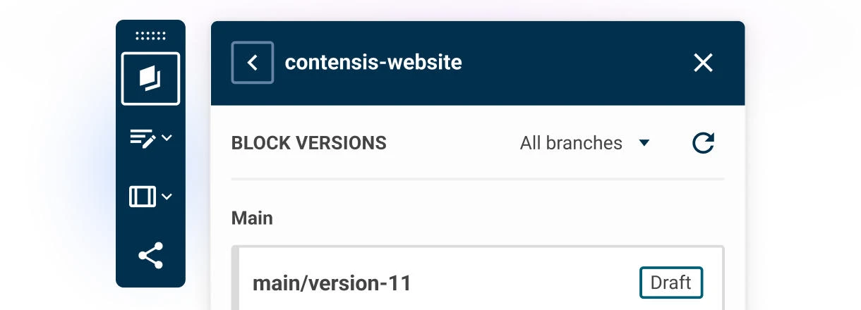 The Blocks preview toolbar in Contensis